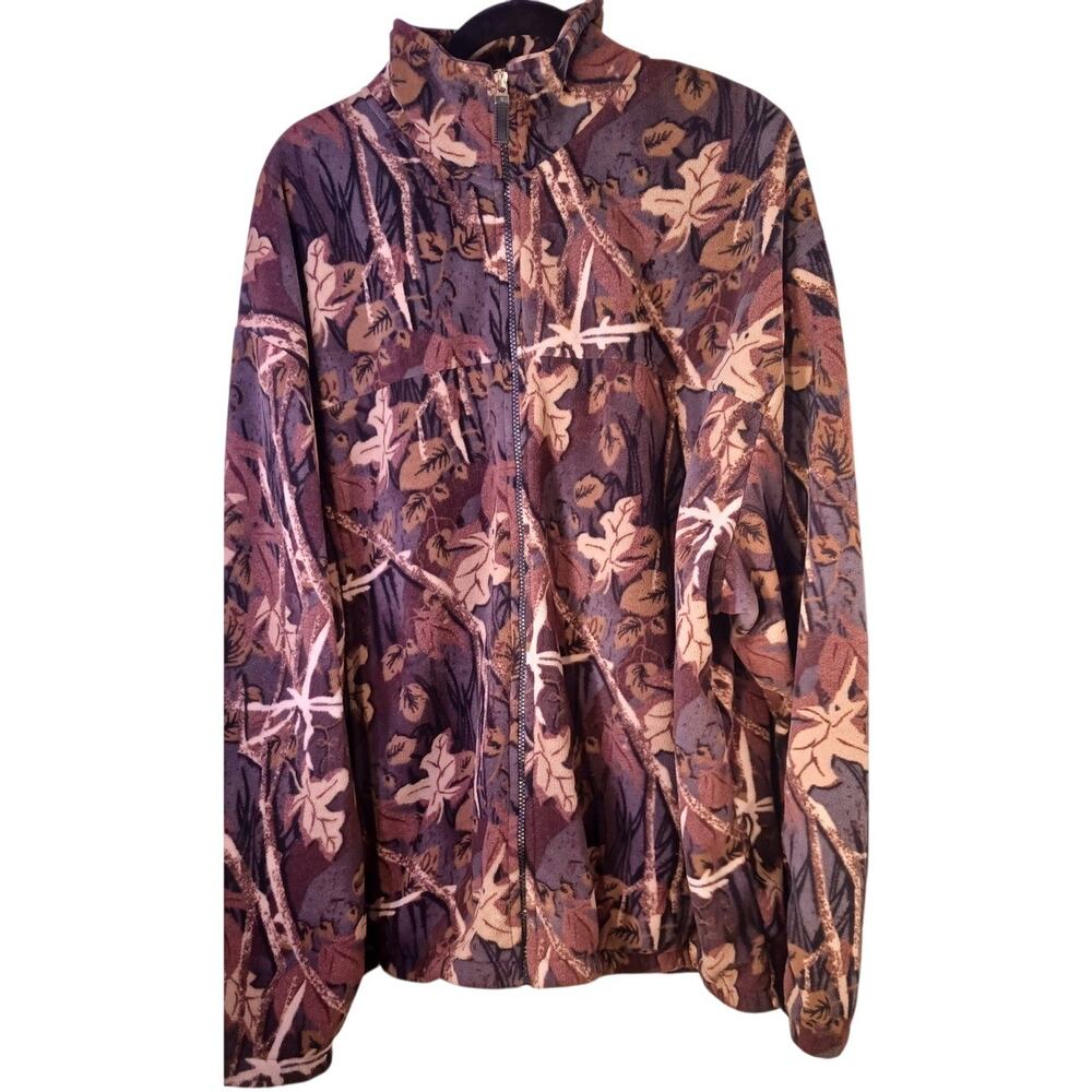 VTG 10,000 ft Above Sea Level Fleece Jacket Mens XXL Camo Tree Branch & Leaf